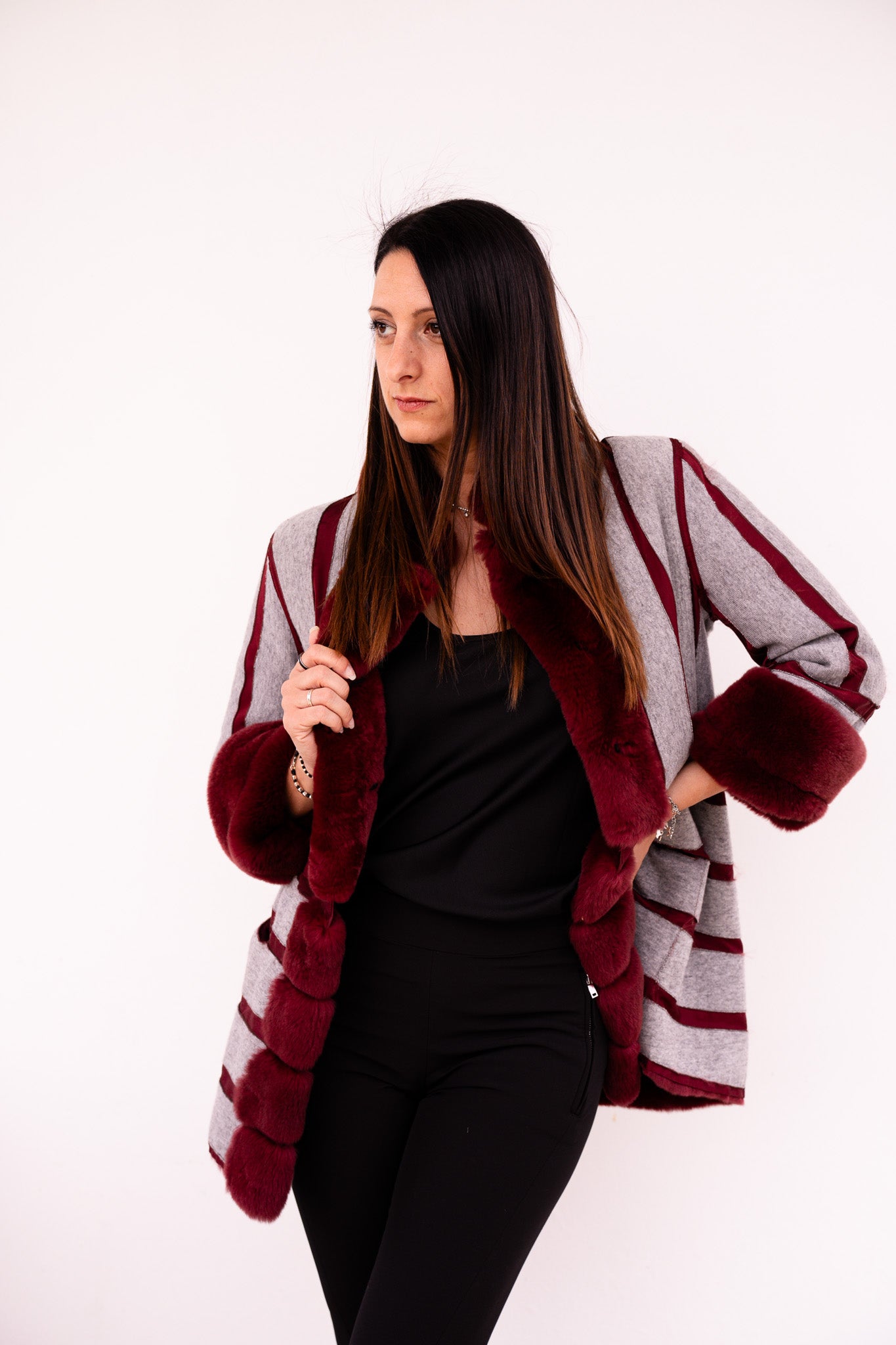 Pelliccia di Rex Bordeaux Reversibile