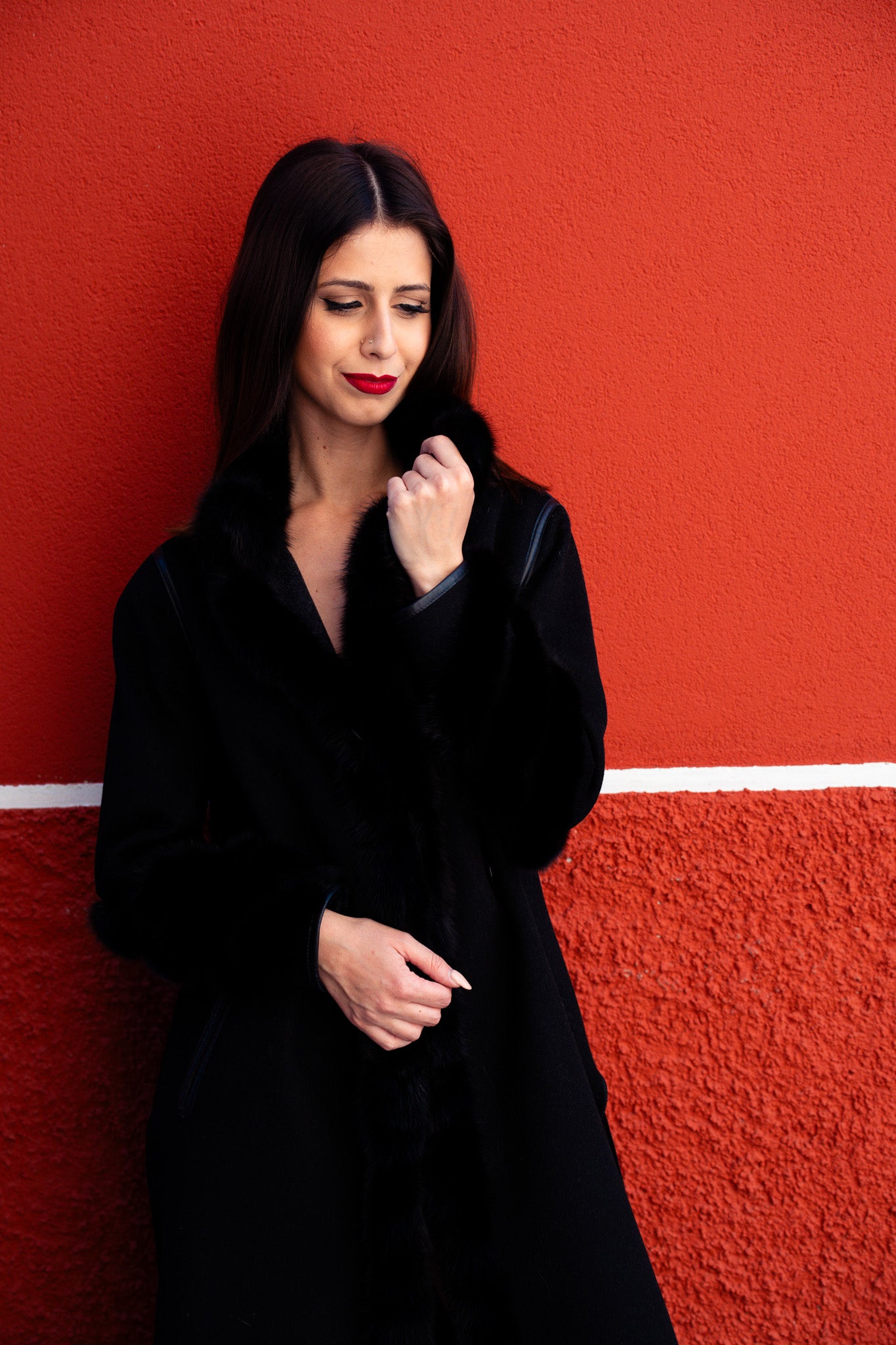 Cappotto Reversibile in Tessuto Ing. Loro Piana con Dettagli in Zibellino