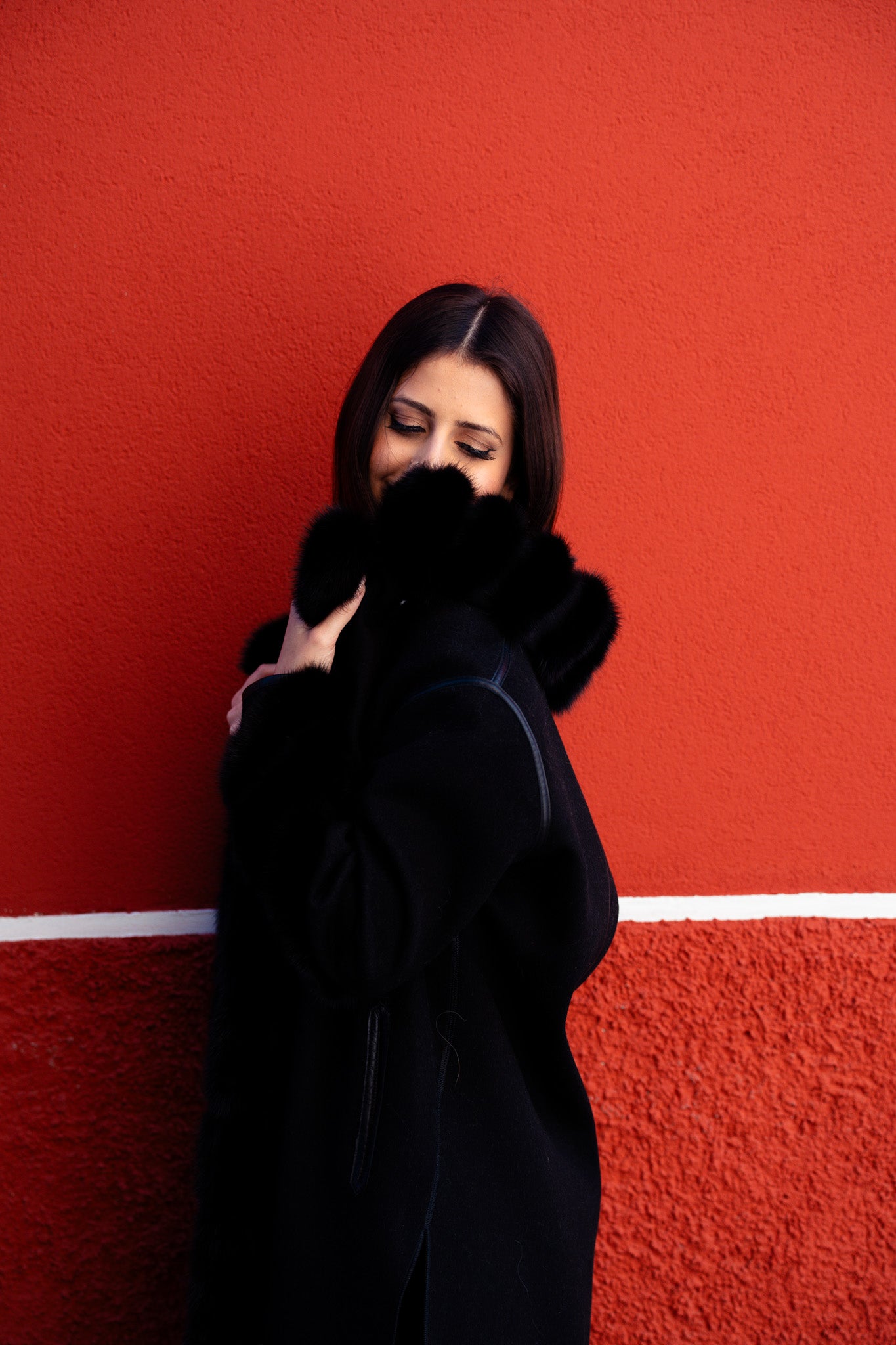 Cappotto Reversibile in Tessuto Ing. Loro Piana con Dettagli in Zibellino