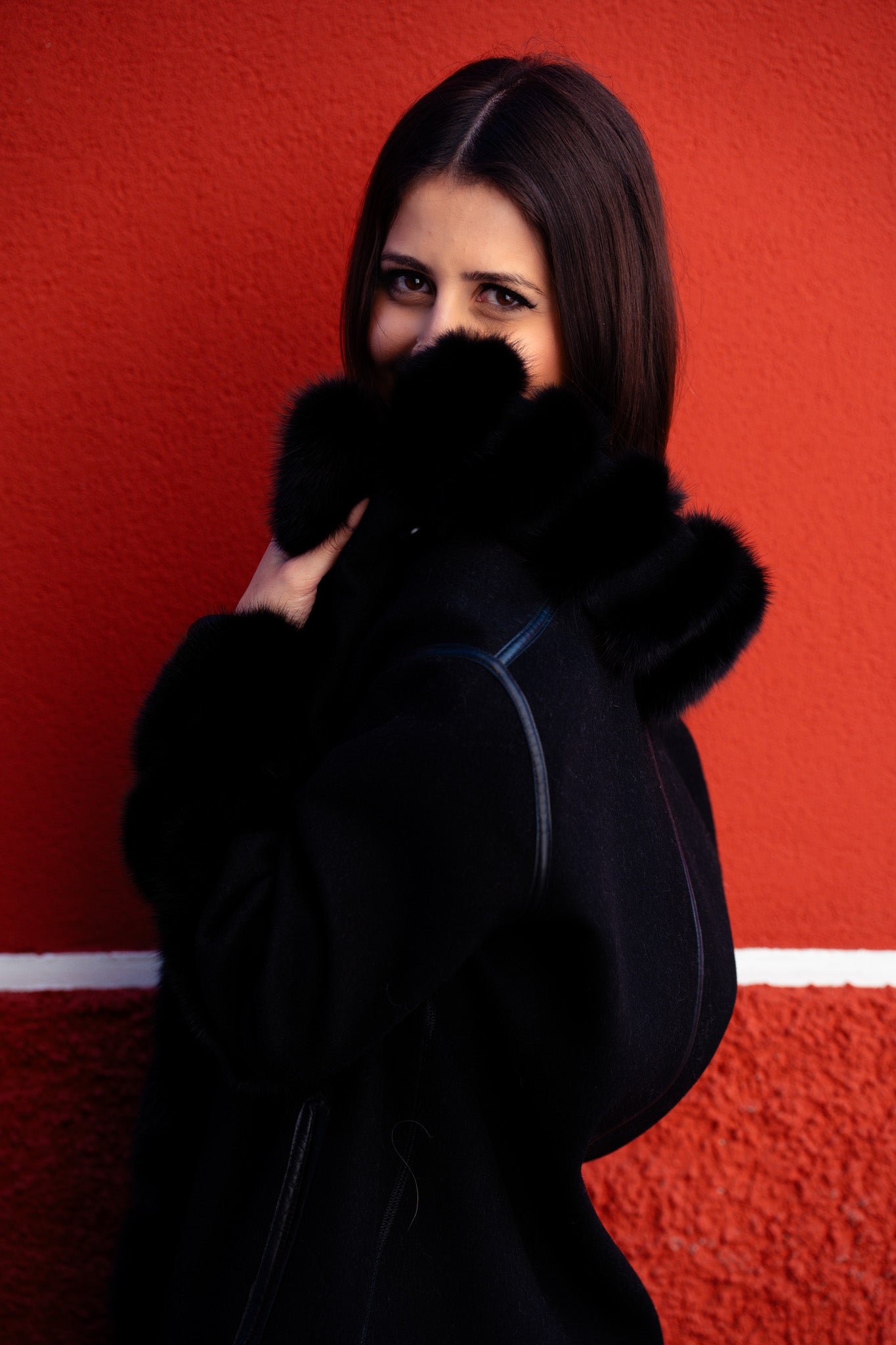 Cappotto Reversibile in Tessuto Ing. Loro Piana con Dettagli in Zibellino
