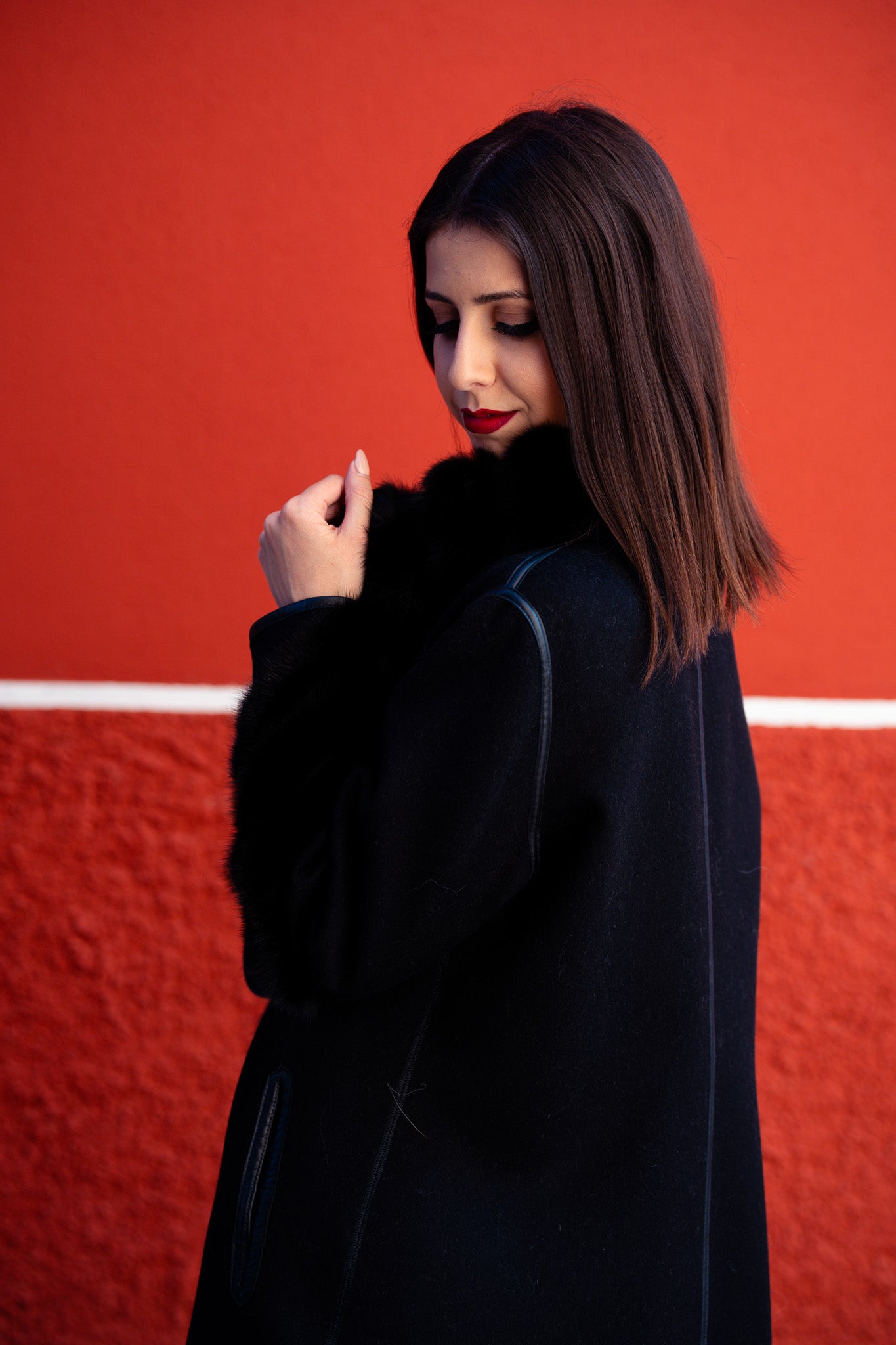 Cappotto Reversibile in Tessuto Ing. Loro Piana con Dettagli in Zibellino